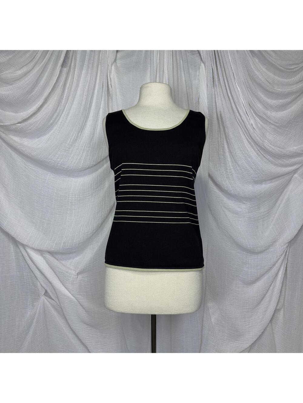 Vintage Minimalist Indie Tahari Black Knit Tank Top Size 10